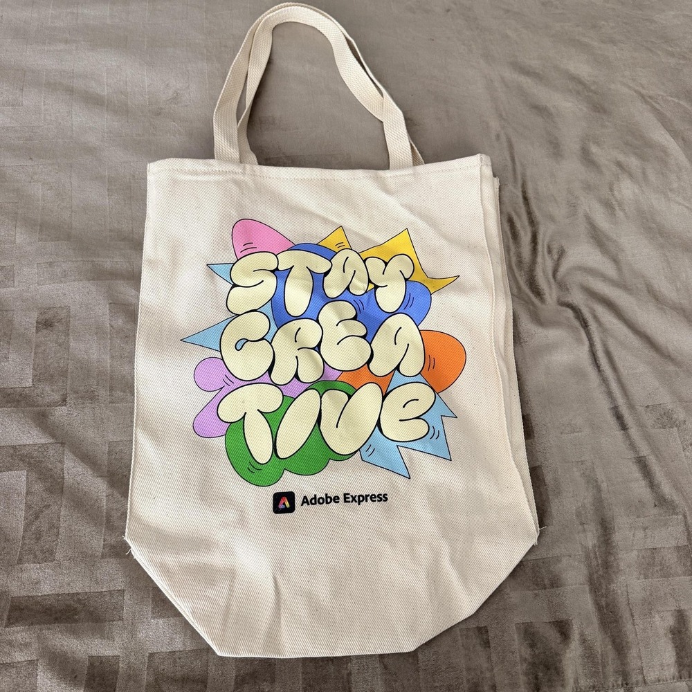 Port Authority Tote Bag Large Beige Adobe Express Stay Creative Graphic Canvas